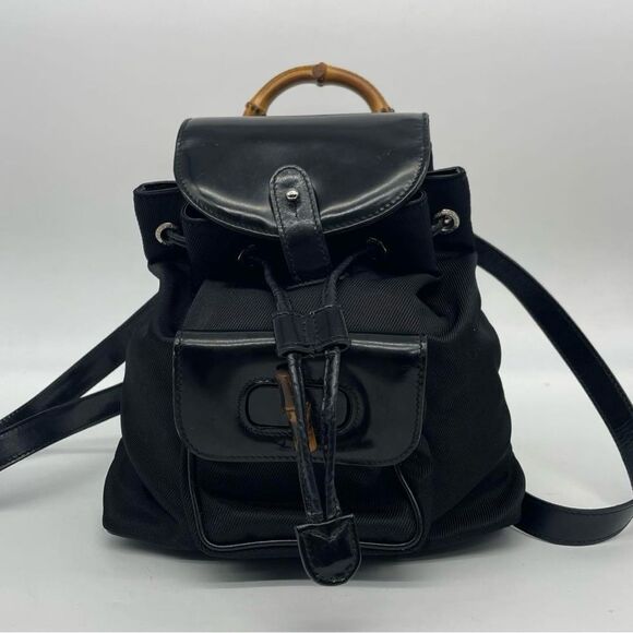 Gucci Bamboo Nylon Leather Mini Backpack - Picture 3 of 15